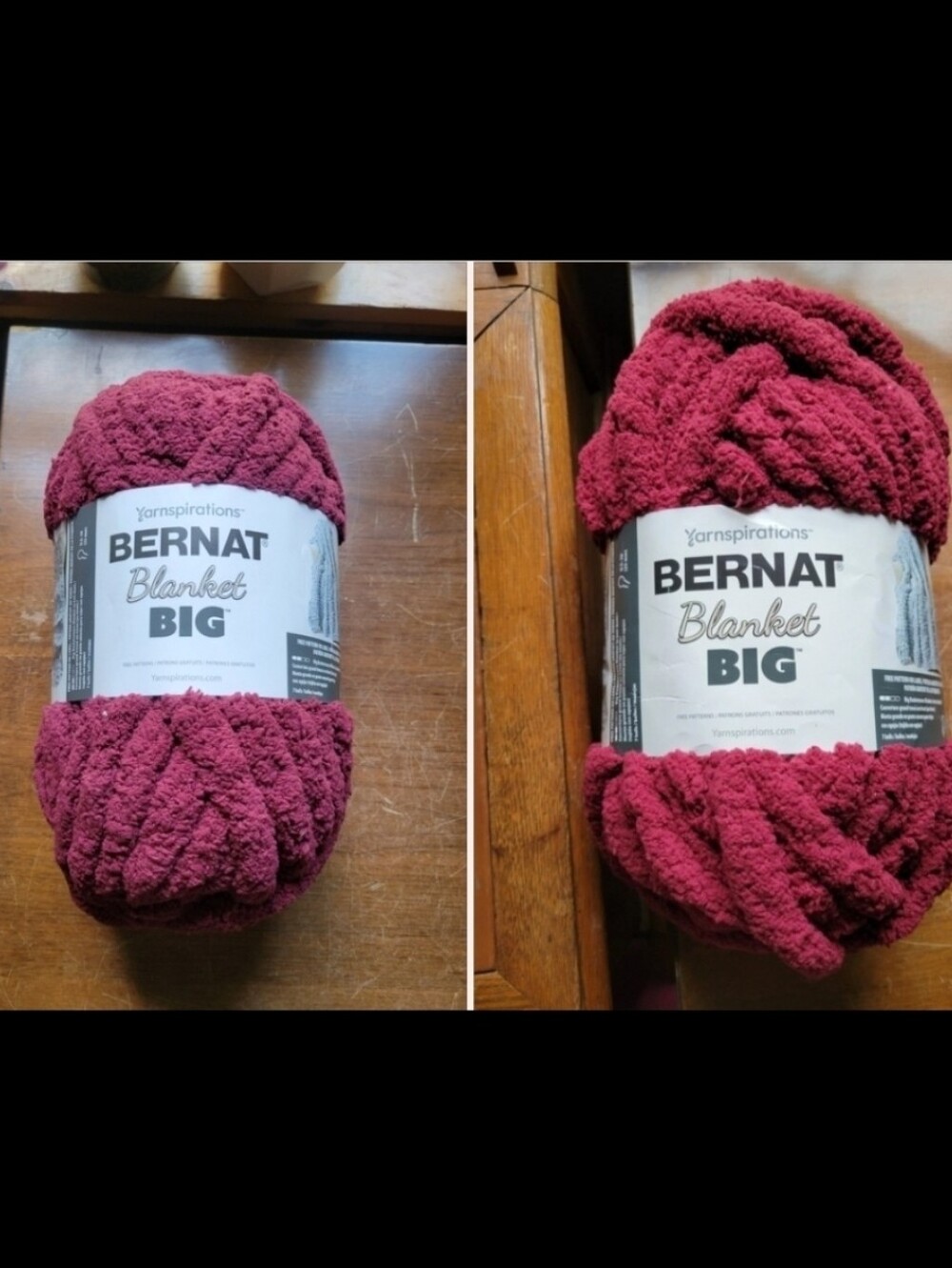 Lot Of 2Yarnspirations Bernat Blanket Big Yarn Rich Burgundy 32 Yds 10.5 Oz  New